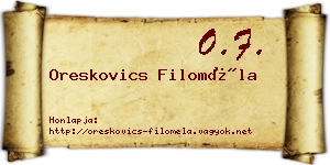 Oreskovics Filoméla névjegykártya